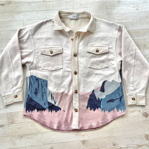 Wanderlust Cream and Blue Button Down Shirt